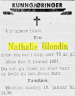 Nathalie Blondin - dødsannonse 1951