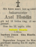 Axel Blondin - dødsannonse 1924